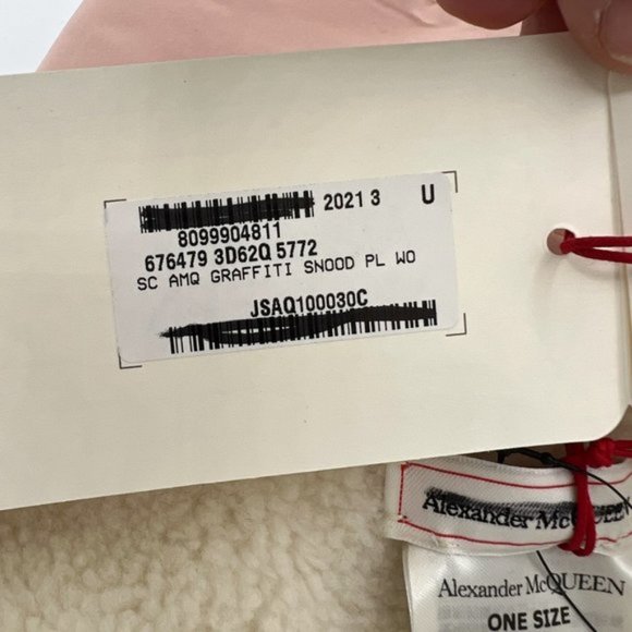 Brand New Alexander McQueen Graffiti Shearling Effect Neck Warmer Snood Scarf - Picture 4 of 7